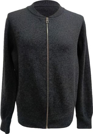 Mr P. Mr. P. Knitted Zip-Up Cardigan in Grey Cashmere