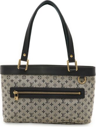 Louis Vuitton Blue Canvas Leather Handbag Shoulder Bag Tote Bag (Pre-Owned)