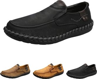 Generic Mens Moccasins Leather Slip On Loafers Lightweight Soft and Comfortable Driving Shoes Hands-Free Comfortable Walking Shoes Outdoor Casual Boat Shoes L