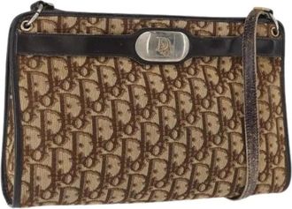 Dior Pre-owned Cross Body Bags, female, Beige, Size: ONE SIZE Pre-owned Vintage Canvas Shoulder Bag