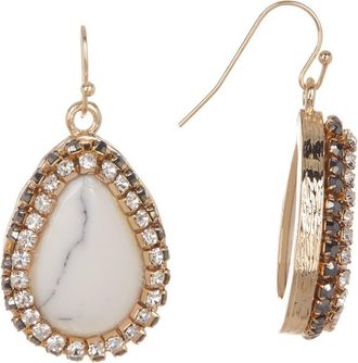 Olivia Welles Alia Double Halo Set Simulated Stone Drop Earrings in Gold-White at Nordstrom Rack