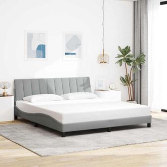 vidaXL Cama Sin Colch&oacute;n Tela Gris Claro 180x200 Cm Vidaxl