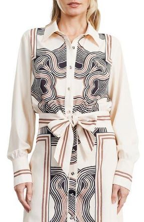 Ciebon Gara Long Sleeve Tie Front Shirt in Cream at Nordstrom Rack, Size X-Small