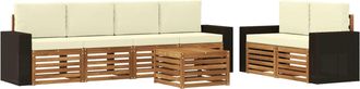 vidaXL Conjunto De Sof&aacute;s De Exterior 7 Uds. Natural Y Crema Vidaxl