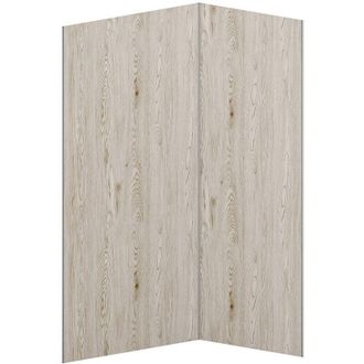 Vente-Unique Pannello per parete da doccia effetto legno chiaro alluminio con profili L90xL120xH210cm - Lotto di 2 - ENEKO