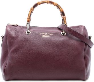 Gucci Pre-owned Gucci Medium Calfskin Bamboo Shopper Boston Bag 353124 525040