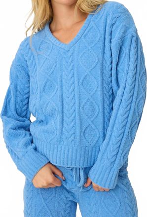 PJ Salvage Cozy Chenille Cable Knit Top In Sea