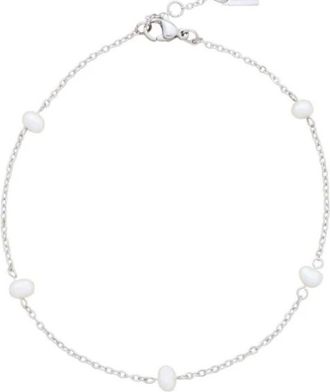 Pompeii3 Max Anklet Silver Plated 9.5 5mm Freshwater Pearls Lobster Clasp