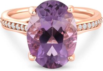 Pompeii3 4 1/5Ct TW Amethyst & Diamond Ring in White, Yellow, or Rose Gold