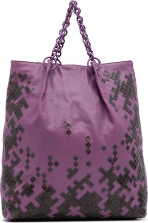 Bottega Veneta Pre-owned Womens Embellished Leather Tote - Purple - One Size