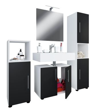 VCM Conjunto De Muebles De Ba&ntilde;o Vcm 4 Pcs Muebles De Ba&ntilde;o Conjunto De Gabinete Inferior, Midischrank, Gabinete Alto Y Espejo Muebles De Ba&ntilde;o - Flandu Ii (