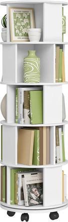 OEM Libreria Girevole A 360&deg;, Scaffale Verticale A 5 Ripiani, Scaffale Moderno, Scaffale Decorativo Con Ruote Per Soggiorno, Studio, Ufficio, Bianco