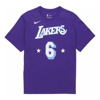 Nike City Edition Alphabet T-Shirt Lakers Lebron James No. 6 Asia Sizing Court Purple DA7385-551
