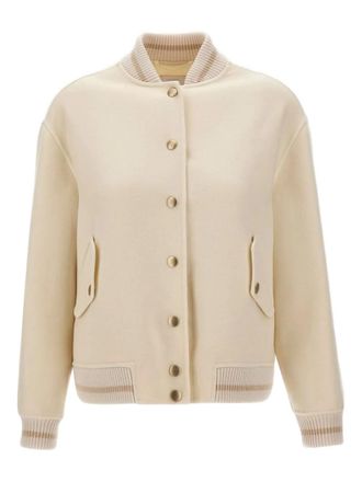 Eleventy Ribgebreid bomberjack - Beige