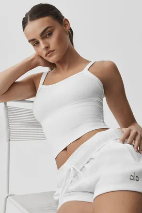 Alo Alosoft Sweet Talker Tank Top in White, Size: Medium