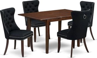 East West Furniture 5 Piece Kitchen Set Consists of a Rectangle Dining Table with Butterfly Leaf