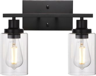 OEM Espejo De Ba&ntilde;o Y L&aacute;mpara Frontal 2 En 1, Negro/claro, Estilo Industrial Vintage, Para Montaje En Pared Con Pantalla De Cristal Transparente