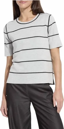 Lyss&eacute; Odessa Reversible Knit Short Sleeve Tee In Black Pearl Grey