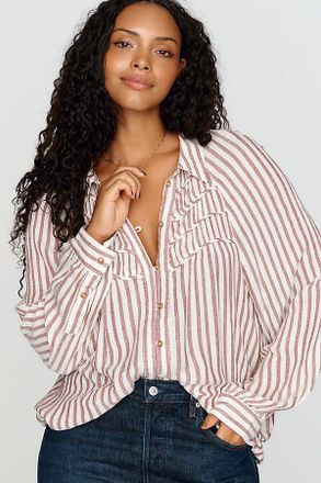 Pilcro Shirred Buttondown Shirt