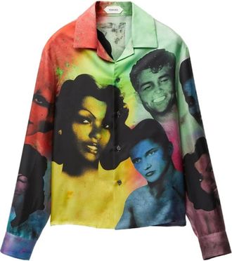 Versace Casual Shirts, male, Multicolor, Size: XL Slim Silk Twill Shirt