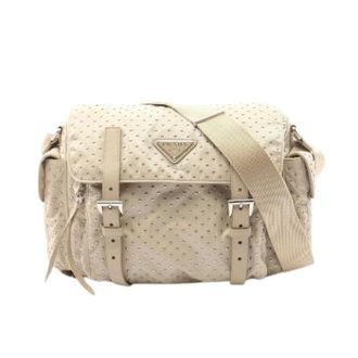 Prada Pre-owned Re-Nylon Studs Shoulder Bag - Dames - Pre-owned - Beige - Maat: ONE Size Nylon