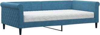 vidaXL Vidaxl - Sof&aacute; Cama Con Colch&oacute;n Terciopelo Azul 100x200 Cm