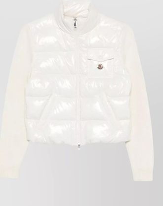 Moncler high neck puffer jacket knitted sleeves