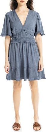 Max Studio V-Neck Flutter Sleeve Short Dress in Denim at Nordstrom Rack, Size X-Large