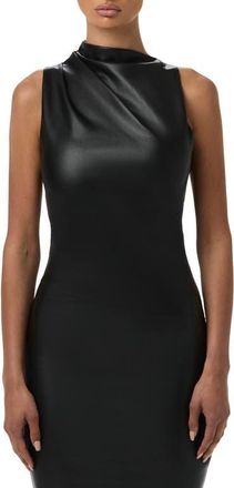 Naked Wardrobe Asymmetric Faux Leather Top in Black at Nordstrom, Size X-Small
