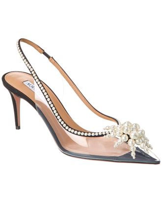 Aquazzura Vendome 75 Grosgrain & Vinyl Slingback Pump