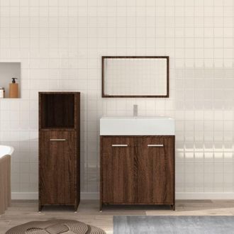 vidaXL vidaXL Set Mobili da Bagno 3 pz Rovere Marrone in Legno Multistrato