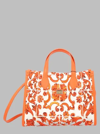 Dolce & Gabbana Girls Shoulder Bag Orange Canvas Cotton + Calf