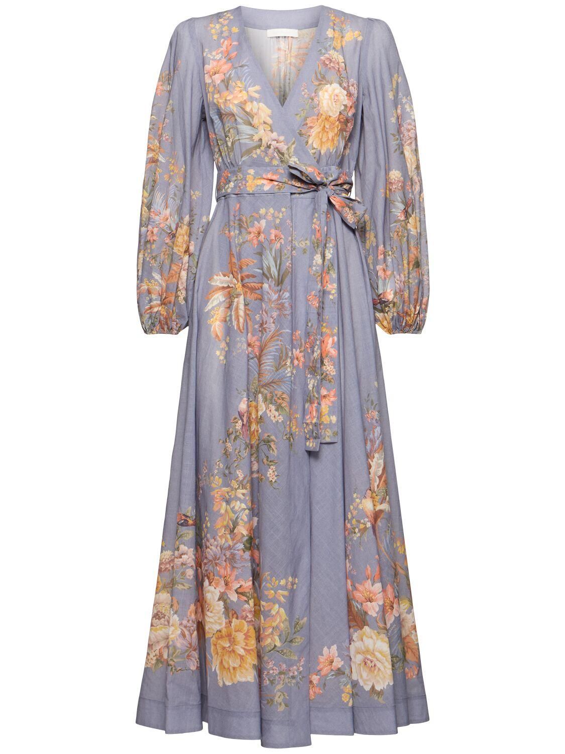 MIDI ワンピース BLUE DRESS ZIMMERMANN NAVY WRAP