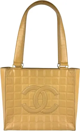 Chanel Beige Leather Shoulder Bag Tote Bag (Pre-Owned)