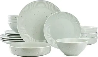 Elama Emilia 16 Piece Double Bowl Stoneware Dinnerware Set in White at Nordstrom