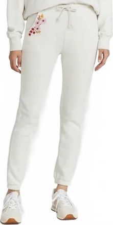 Something Navy Embroidered Drawstring Sweatpants In Ivory