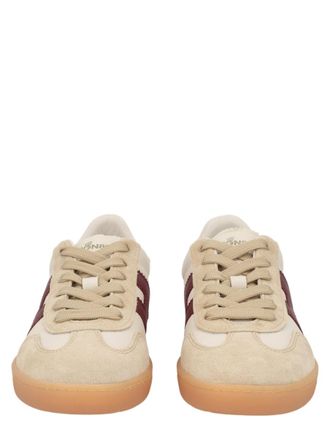 Hogan Cool Beige Burgundy Gum Sole Mutton-Calfskin Sneakers