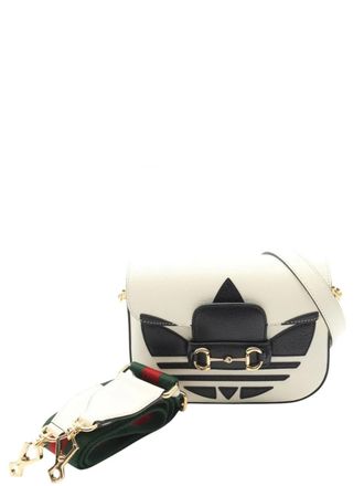 Gucci 2016-2025 Adidas Small Leather Web Horsebit 1955 crossbody bag - women - Calf Leather - One Size - White