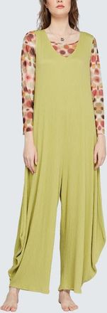 Luukaa D'Celli Ashley Wrinkled Viscose Jersey Jumpsuit in Lime at Nordstrom, Size 16
