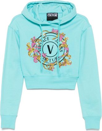 Versace Jeans Couture Hoodie met logoprint - Blauw