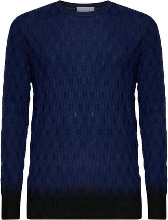 John Richmond Rondgebreide Kleding - Heren - Ronde hals truien - Blauw - L - Wol - Truien & Vesten