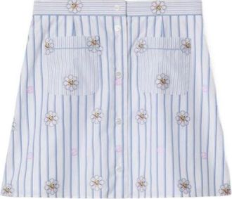 Gucci (WMNS) Gucci Interlocking G And Flower Print Skirt White Light Blue 781768-ZAQFC-9241