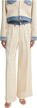 Moschino Broeken, Dames, Beige, M, Katoen, Wijde broek