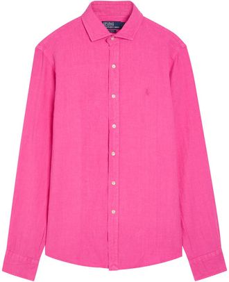Polo Ralph Lauren Logo-embroidered Linen Shirt - Pink - XL