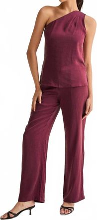 Crescent Bethany Trouser And One Shoulder Set In Merlot