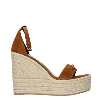 Versace Brown Leather Wedge Womens Sandals