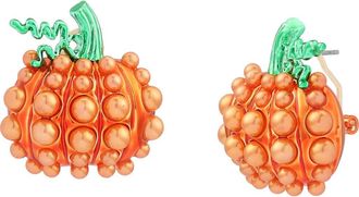 Betsey Johnson Imitation Pearl Pumpkin Stud Earrings in Orange at Nordstrom
