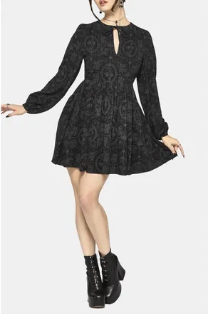 Disturbia Cameo Floral Tie Front Mini Dress in Black at Nordstrom, Size 10