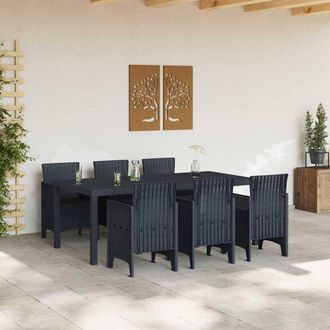 Berkfield Home Stylish 7 Piece Garden Dining Set Anthracite Poly Rattan in Charcoal