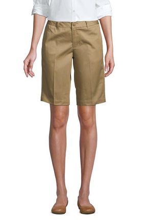 Lands End School Uniform Young Plain Front Blend Chino Shorts in Khaki at Nordstrom, Size 0Long
